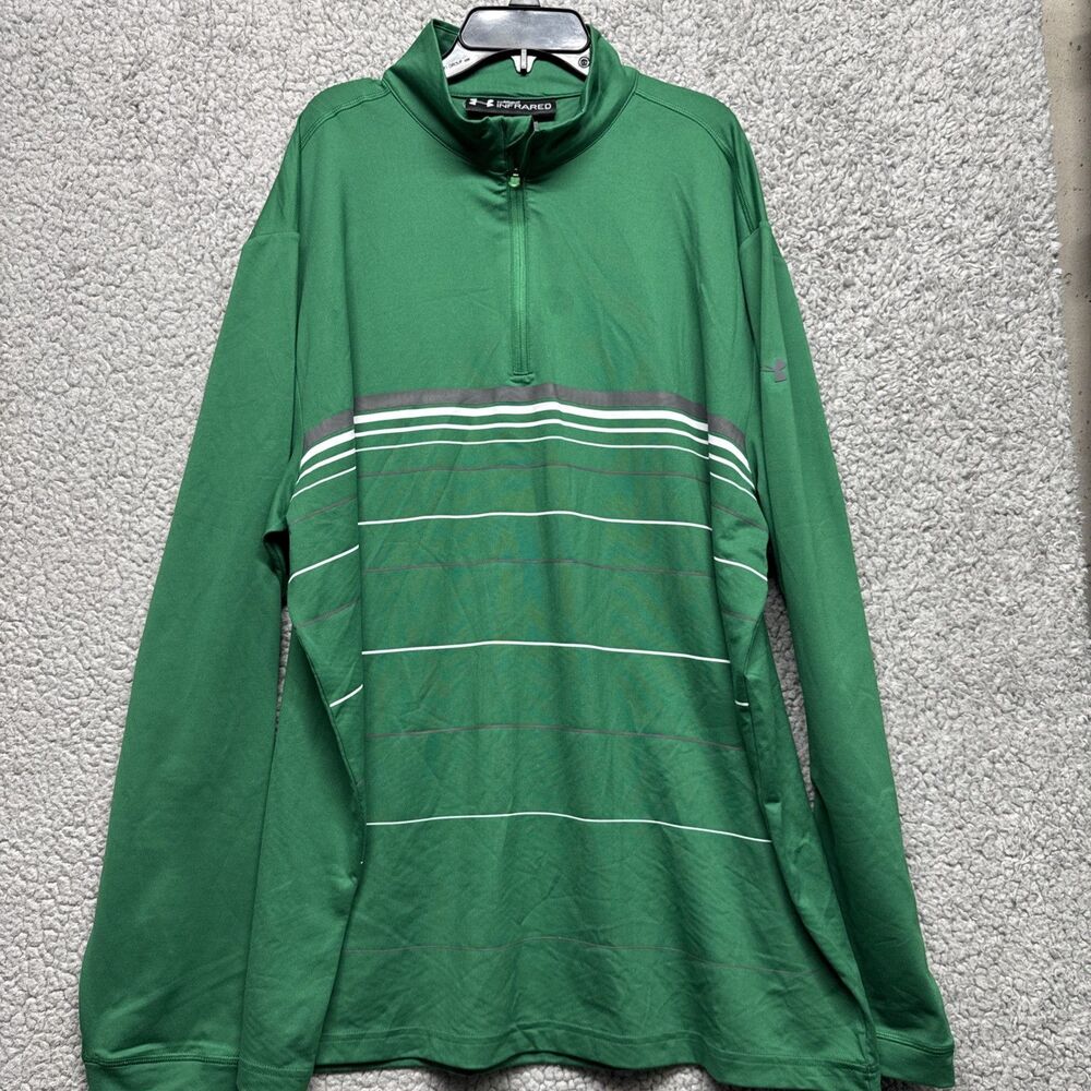 Under Armour Coldgear Infrared Green Long Sleeve Shirt Extra Large Loose Striped